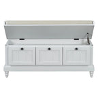 Banc à chaussures avec coussin rabattable et espace de rangement caché, banc de rangement à chaussures pour entrée avec 3 tiroirs, banc de bout de lit pour chambre
