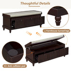 Banc à chaussures avec coussin rabattable et espace de rangement caché, banc de rangement à chaussures pour entrée avec 3 tiroirs, banc de bout de lit pour chambre