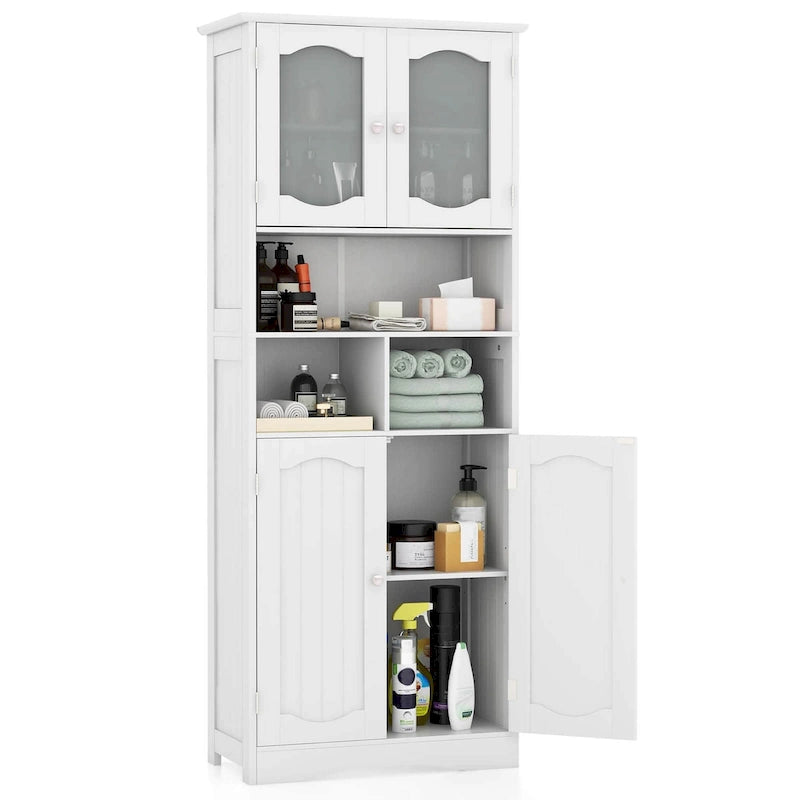 Meuble de rangement haut de salle de bain de 148,6 cm, armoire à linge sur pied - Voir détails