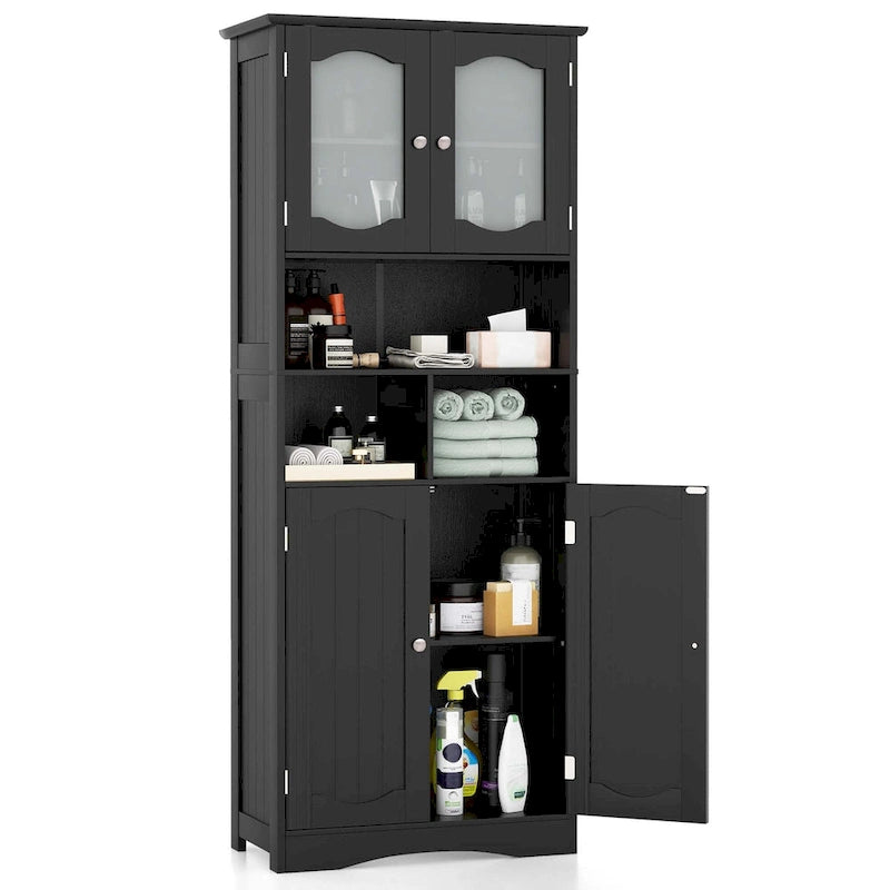 Meuble de rangement haut de salle de bain de 148,6 cm, armoire à linge sur pied - Voir détails