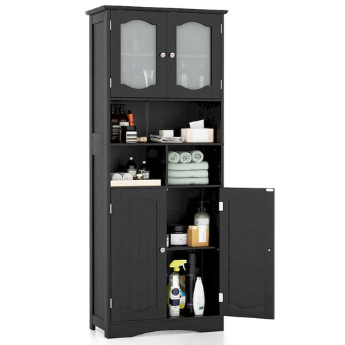 Meuble de rangement haut de salle de bain de 148,6 cm, armoire à linge sur pied - Voir détails