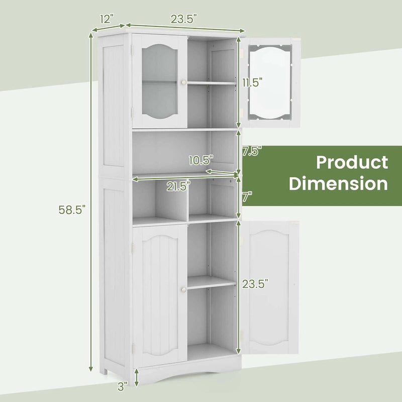 Meuble de rangement haut de salle de bain de 148,6 cm, armoire à linge sur pied - Voir détails