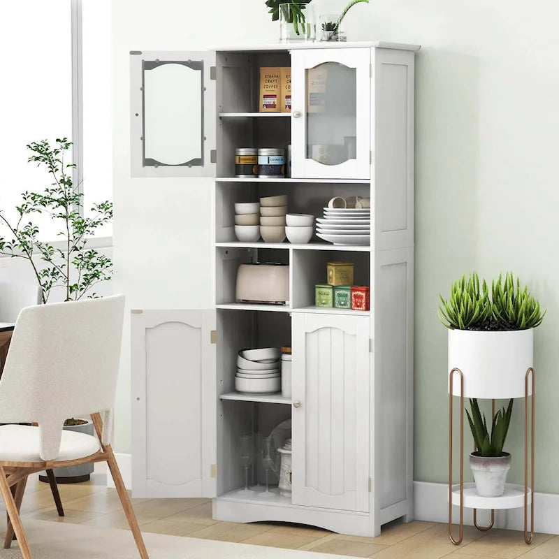 Meuble de rangement haut de salle de bain de 148,6 cm, armoire à linge sur pied - Voir détails
