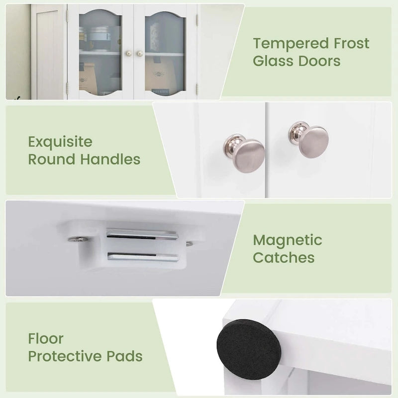 Meuble de rangement haut de salle de bain de 148,6 cm, armoire à linge sur pied - Voir détails