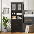 Meuble de rangement haut de salle de bain de 148,6 cm, armoire à linge sur pied - Voir détails