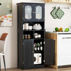 Meuble de rangement haut de salle de bain de 148,6 cm, armoire à linge sur pied - Voir détails