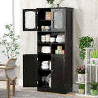 Meuble de rangement haut de salle de bain de 148,6 cm, armoire à linge sur pied - Voir détails