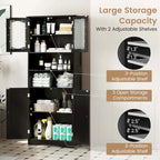 Meuble de rangement haut de salle de bain de 148,6 cm, armoire à linge sur pied - Voir détails