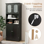 Meuble de rangement haut de salle de bain de 148,6 cm, armoire à linge sur pied - Voir détails