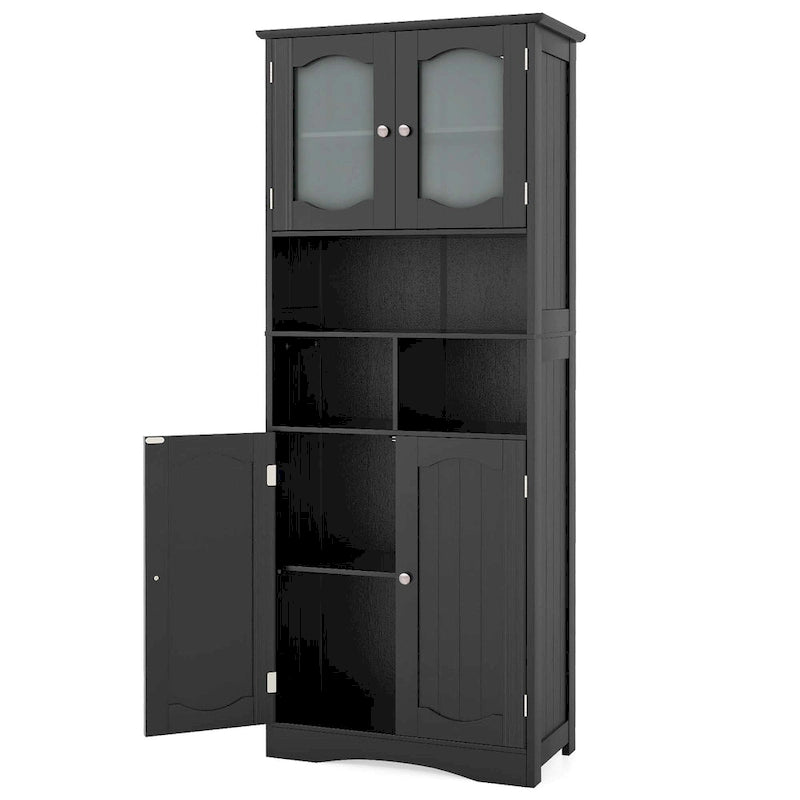 Meuble de rangement haut de salle de bain de 148,6 cm, armoire à linge sur pied - Voir détails