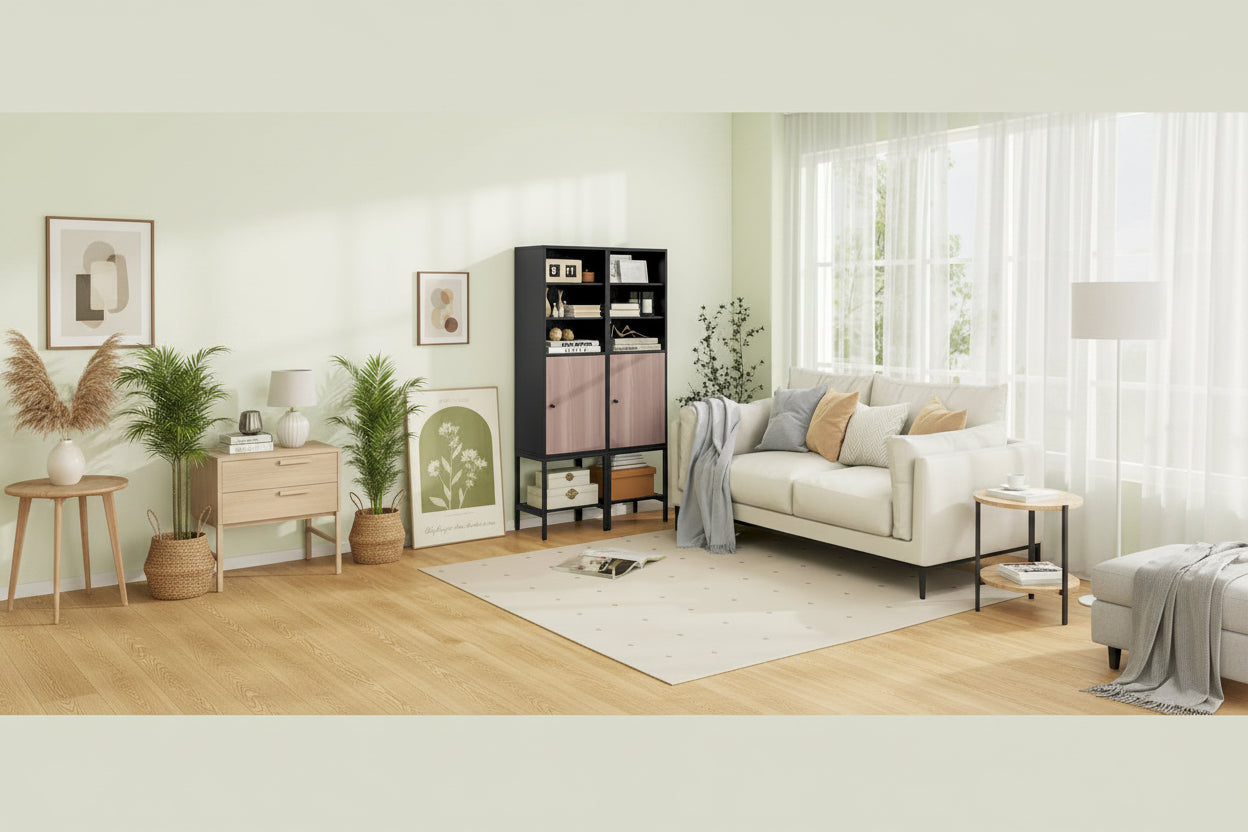 Costway Armoire Haute de Salle de Bain de 57 po avec 1 Porte et 4 Étagères - Voir Détails