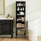 Costway Armoire Haute de Salle de Bain de 57 po avec 1 Porte et 4 Étagères - Voir Détails