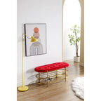 Bout de banc capitonné en velours pour salon/chambre
