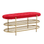 Bout de banc capitonné en velours pour salon/chambre
