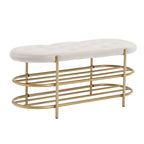 Bout de banc capitonné en velours pour salon/chambre
