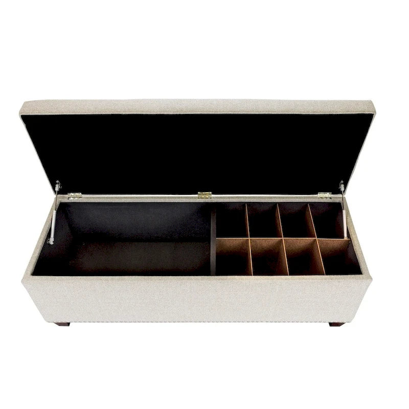 Banc de rangement pour chaussures et linge DUO 6 boutons, lin – NOVA
