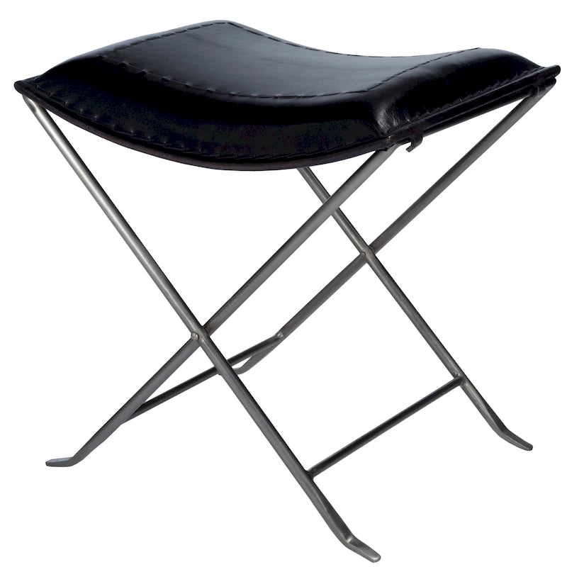 Tabouret artisanal en cuir Melton (Inde)