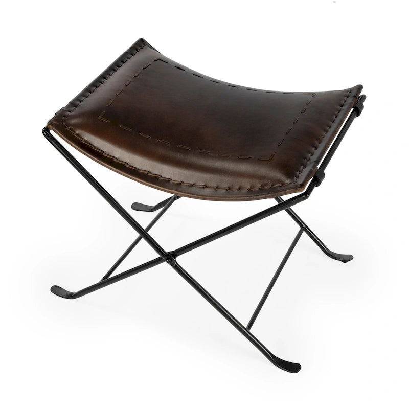 Tabouret artisanal en cuir Melton (Inde)