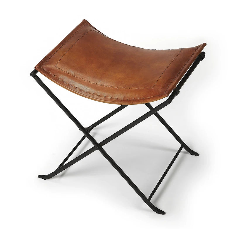 Tabouret artisanal en cuir Melton (Inde)