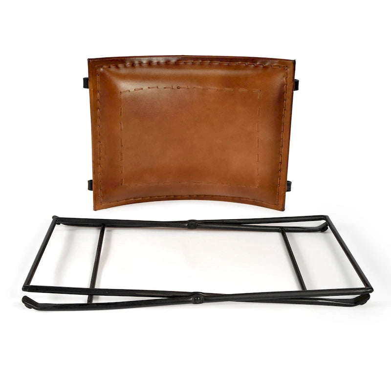 Tabouret artisanal en cuir Melton (Inde)