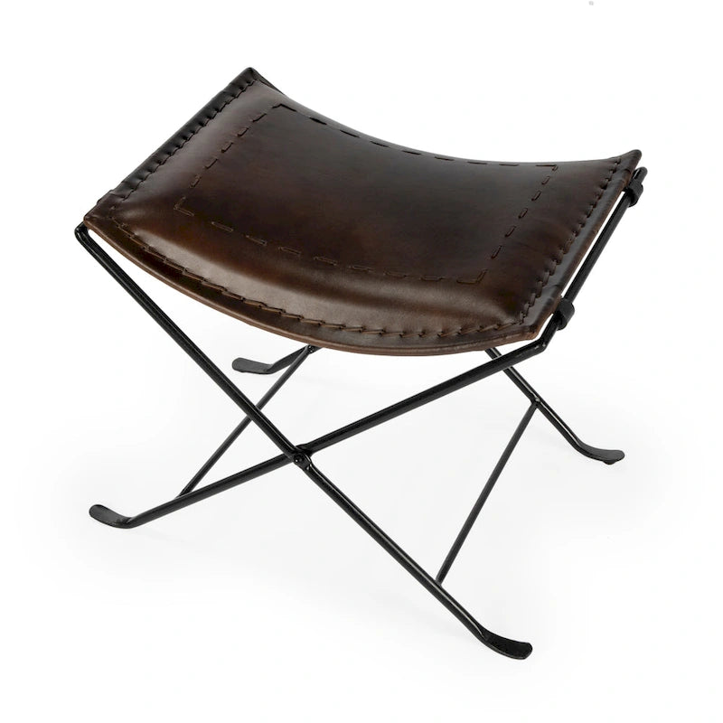 Tabouret artisanal en cuir Melton (Inde)