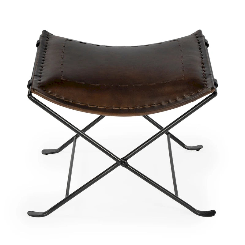Tabouret artisanal en cuir Melton (Inde)