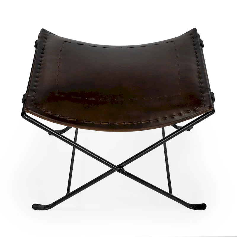 Tabouret artisanal en cuir Melton (Inde)