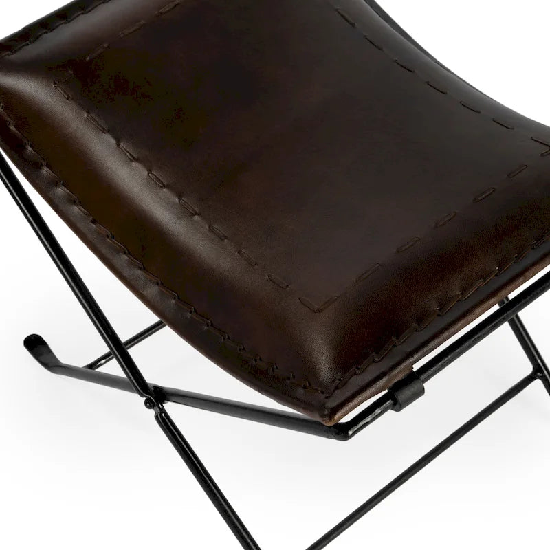 Tabouret artisanal en cuir Melton (Inde)