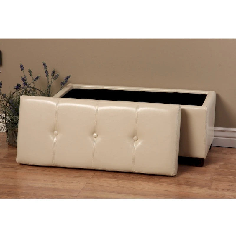 Banc de rangement en bois Ariel Ivory