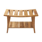 Banc de style asiatique en teck massif de style nordique avec étagère