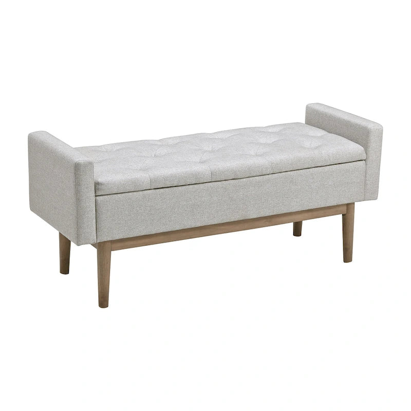 Banc de rangement contemporain beige/marron – 50L x 18P x 18H