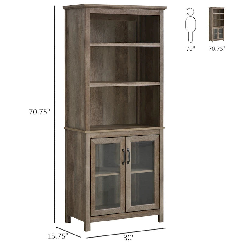 Armoire de rangement multifonctionnelle, étagère bibliothèque avec étagères réglables, présentoir pour bureau, cuisine, salon, nature
