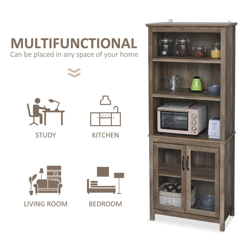 Armoire de rangement multifonctionnelle, étagère bibliothèque avec étagères réglables, présentoir pour bureau, cuisine, salon, nature