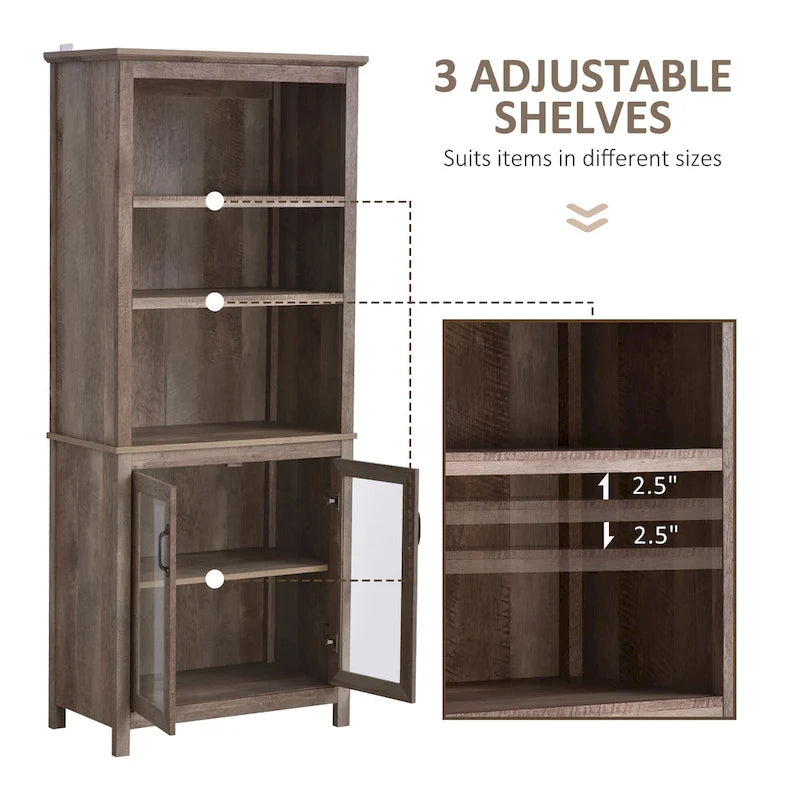 Armoire de rangement multifonctionnelle, étagère bibliothèque avec étagères réglables, présentoir pour bureau, cuisine, salon, nature