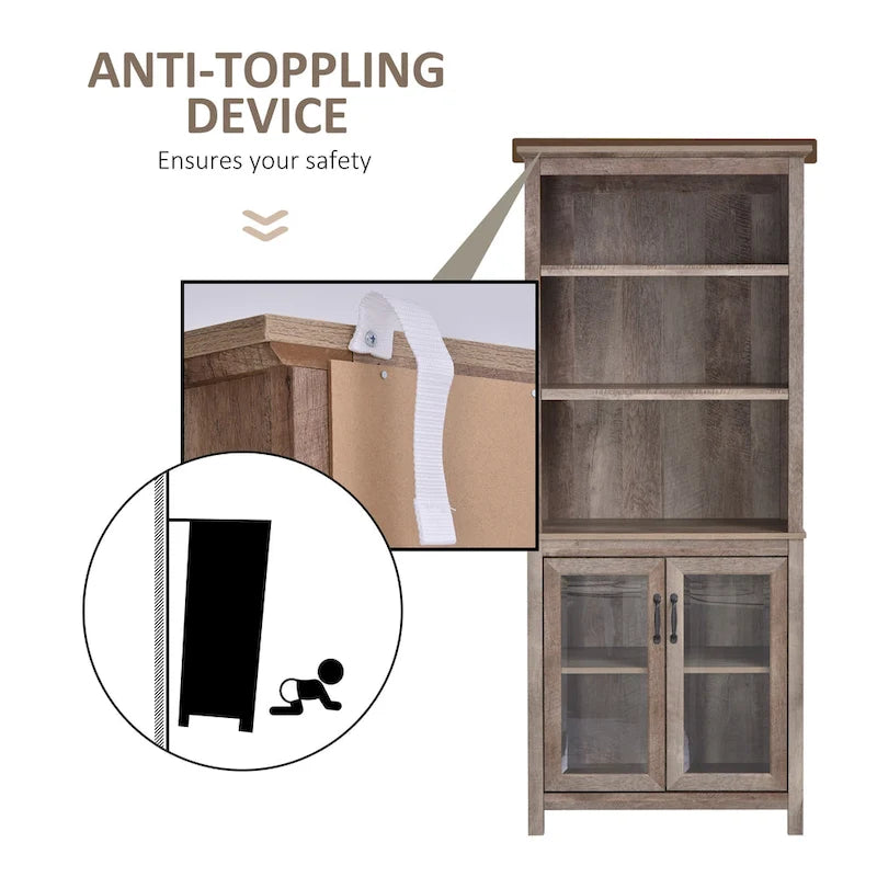 Armoire de rangement multifonctionnelle, étagère bibliothèque avec étagères réglables, présentoir pour bureau, cuisine, salon, nature