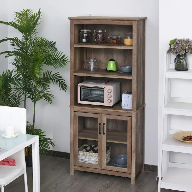 Armoire de rangement multifonctionnelle, étagère bibliothèque avec étagères réglables, présentoir pour bureau, cuisine, salon, nature