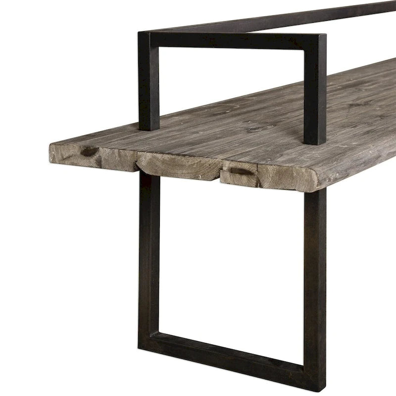 Banc en bois de récupération blanc antique