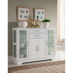 Vaisselier de cuisine avec portes vitrées, Blanc