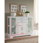 Vaisselier de cuisine avec portes vitrées, Blanc