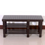 Banc à chaussures en bambou type lattes de 90 cm avec compartiment bottes - Café - 35,43 x 11,02 x 17,72