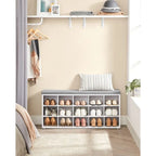 Banc à chaussures en bois avec coussin, organisateur de rangement à 15 compartiments - 11,8P x 41,3L x 18,9H