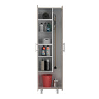 Armoire de nettoyage, armoire à deux portes, quatre pieds, cinq étagères