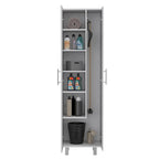 Armoire de nettoyage, armoire à deux portes, quatre pieds, cinq étagères