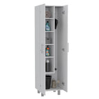 Armoire de nettoyage, armoire à deux portes, quatre pieds, cinq étagères