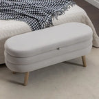 Banc de rangement en velours avec pieds en bois pour salon et chambre à coucher