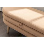 Banc de rangement en velours avec pieds en bois pour salon et chambre à coucher