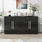 Bahut 4 portes grand espace de rangement Meuble de rangement avec étagères réglables et poignées argentées pour cuisine
