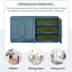 Bahut 4 portes grand espace de rangement Meuble de rangement avec étagères réglables et poignées argentées pour cuisine