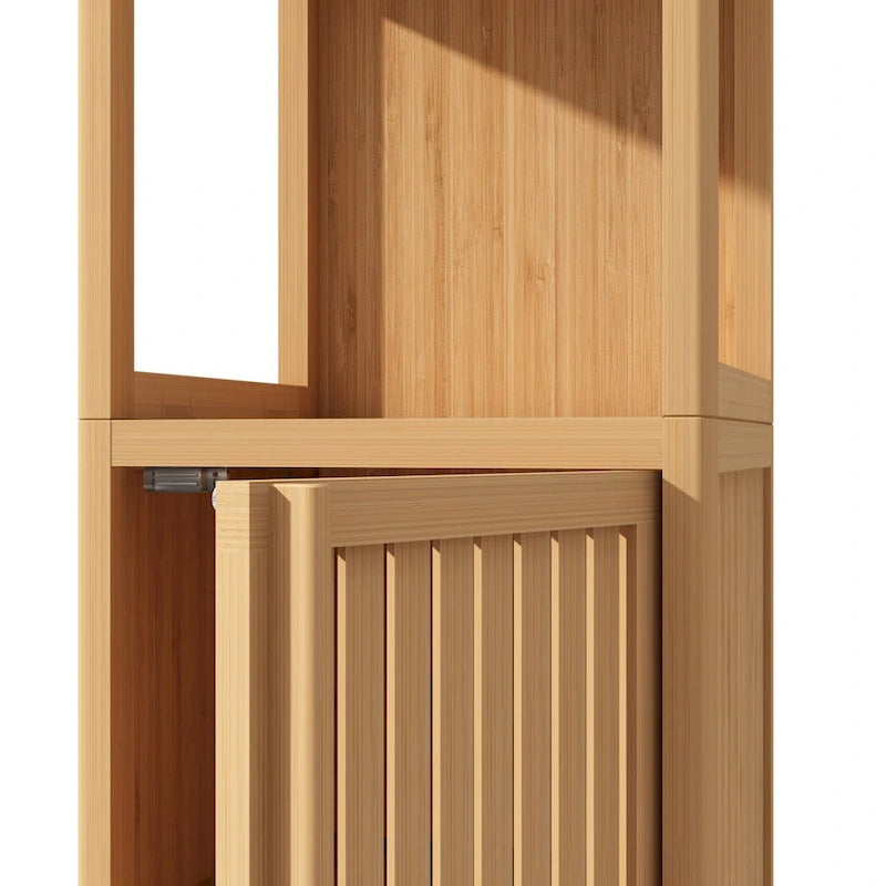 Meuble de rangement multifonctionnel en bambou de grande capacité pour salle de bain et salon