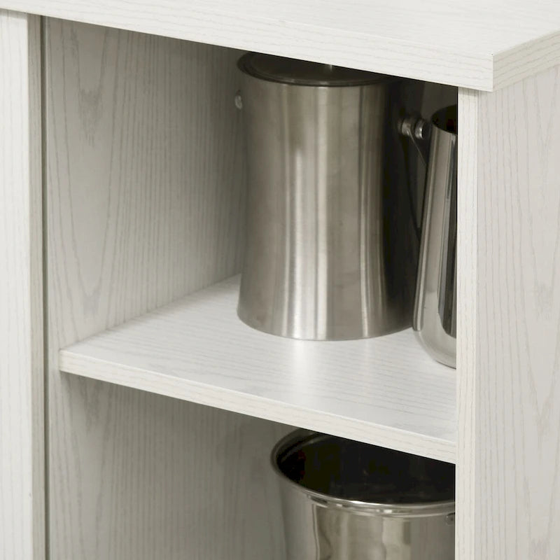 Buffet moderne, Desserte de cuisine avec casiers à vin, Porte coulissante en verre, Étagères de rangement pour salon